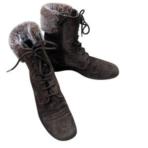 Aquatalia by Marvin K Espresso Brown Suede Marvel Lace Up Boots Size 10
